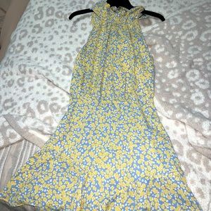 High next floral midi dress with keyhole back